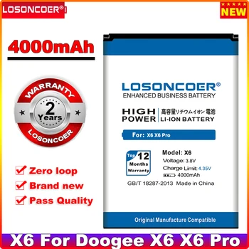 LOSONCOER 4000mAh Par DOOGEE X6 Akumulatoru Doogee X6 Pro Mobilā tālruņa akumulators