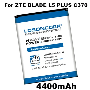LOSONCOER 4400mAh Li3821T43P3h745741 Akumulatoru ZTE Blade L5 Plus C370
