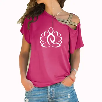 Lotus Budistu Meditācija, Atpūta Drukāt Sieviešu T Kokvilnas Gadījuma t Krekls Lady Meitene Nelegālo Šķībs Krusta Apsēju Tshirt