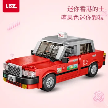 LOZ mazu daļiņu izklāstīti mini celtniecības bloki, Hong Kong taxi taksometru modelis mini modeļu radošā dāvanu bērniem