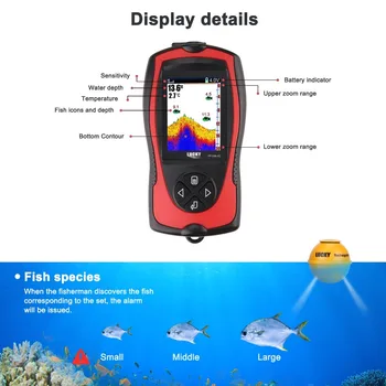 Lucky Fish Finder Portatīvo Sonar Sensors Echo Sounder LCD Ekrāns Laivu Ledus Jūras Zvejas Piederumi Stabilāku zvejas FF1108-1CWLA