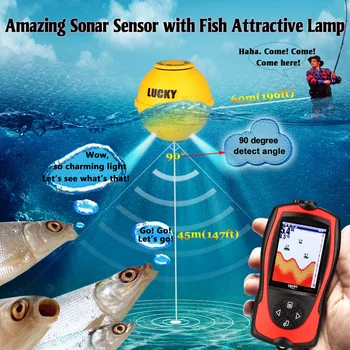 Lucky Fish Finder Portatīvo Sonar Sensors Echo Sounder LCD Ekrāns Laivu Ledus Jūras Zvejas Piederumi Stabilāku zvejas FF1108-1CWLA
