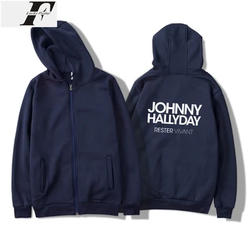 LUCKYFRIDAYF 2018 Johnny Hallyday Fani Hoodies Vīriešiem Rāvējslēdzēju Harajuku Jaunu Modes Zīmolu Streetwear Tracksuit Zaudēt Hoodies Vīriešiem