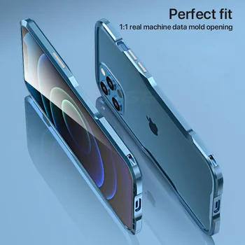 Luksusa Alumīnija sakausējuma Metāla Buferi Gadījumā, iPhone 12 Pro MAX Mini Triecienizturīgs Bruņas Rāmis Gadījumā iPhone12 Pro Max Segums Coque
