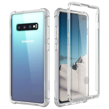 Luksusa Hard Case For Samsung S10 Plus gadījumā ekrāna aizsargs PC TPU Silikona 360 aizsardzības shpock gadījumā Galaxy A50 S10e Vāciņu