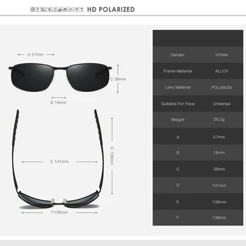 Luksusa HD Polarizētās Saulesbrilles Vīriešu Melnu Metāla Rāmi Braukšanas Izmēģinājuma Saulesbrilles, Briļļu Vīriešu Sudraba Spoguļu gafas de sol