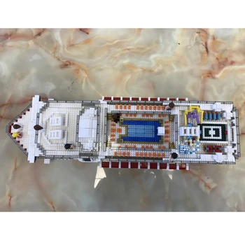 Luksusa Kruīza Lainera Kuģa Lielu Laivu 3D Modeli 4950pcs DIY Dimanta Mini Ēkas Mazo Blokus, Ķieģeļus Rotaļlieta Bērniem, kas nav Kaste