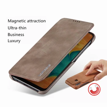 Luksusa Magnētisko pievilkšanas telefonu gadījumā Samsung Galaxy A20 A20e A30 A30s A40 A50 A50s A70 biznesa retro Ādas gadījumā vienkārši