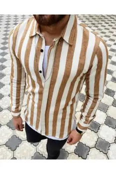Luksusa Modes Mens Slim Fit Krekls Ar Garām Piedurknēm Kleita Krekli Svītrainām Ikdienas Krekls Topi 2019
