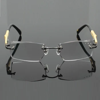 Luksusa PRIVĀTĀS Pasūtījuma Manuāli Tīra Titāna Rāmi Diamond Cut Augstas elastības Krāsainas Lēcas Mens Recepšu Brilles Photochromic