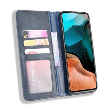 Luksusa Retro Slim Magnētisko Ādas Pārsegu, Lai Xiaomi Redmi K30 Ultra Gadījumā Grāmatu Seifs Kartes Stāvēt Mīksto Segumu Mobilais Tālrunis, Soma