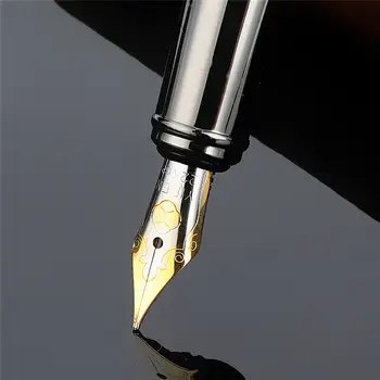 Luksusa Sudraba apšuvuma Strūklakas pildspalvas tintes pildspalvas nib Augstas Kvalitātes 0.5 MM Vulpen Kancelejas preces Stylo strūklas Penna stilografica Vulpen 3872