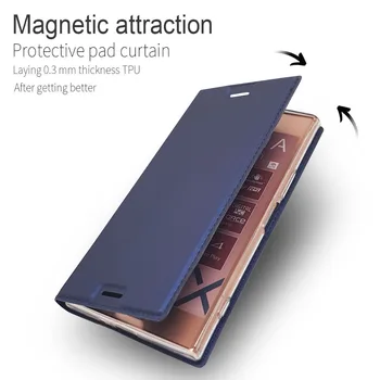 Luksusa Ādas Magnētisms uz Lietu Sony Xperia XZ Premium XZ XZ1 XZ2 Kompakts XZ2 Lietu Vāku Flip Maciņš, Coque Fundas Etui