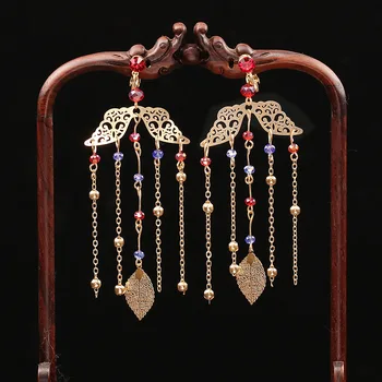 Luksusa Ķīniešu Līgava Galvassegu sieviešu tiara komplekti Matadatu klasiskās Kāzu rotas, matu