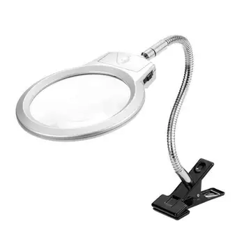 Lupa Clip-on Apgaismota Tabula LED Skava galda Lampas 2x 5x Palielināmo Stiklu, Analīze Optisko Instrumentu Piederumi