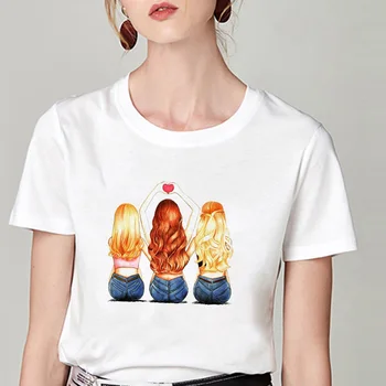 Lus Los 2020. Gadam Draugiem karikatūra izdrukāt Piedāvātos T-krekli Modes balts Bff t Meitenēm, T Krekls Sievietēm Kokvilnas māsas Tee Krekls