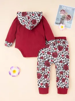 LZH 2021. gada Pavasara Modes Izšūšanas Leopards Drukāt Jaundzimušais Meitene Drēbes Kapuci garām Piedurknēm Bērniem Kopu Ziedi Tērps Bērniem