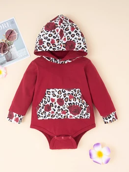 LZH 2021. gada Pavasara Modes Izšūšanas Leopards Drukāt Jaundzimušais Meitene Drēbes Kapuci garām Piedurknēm Bērniem Kopu Ziedi Tērps Bērniem