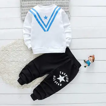 Lācis Līderis Modes Baby Boy Apģērbs Uzstādītu Burtu T-Krekls Elsas 2GAB 2021 Jaunu Toddler Zēnu Pavasara Rudens Outwear Drukāšanas 2 6 Gadu