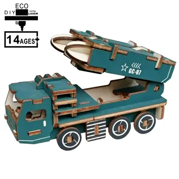 Lāzera Griešana 3D Koka Puzles Militāro Raķešu Iaunch Transportlīdzekļa DIY Rokasgrāmata Montāža Kids Izglītojošās Koka Rotaļlietas Bērniem, Zēni