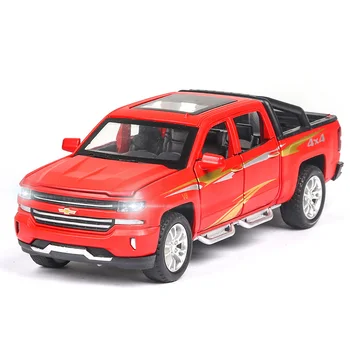 Lējumiem Automašīnas Chevrolet Silverado Truck 1:32 Modeļa Simulācijas Metālu Sakausējumu, Pavelciet Atpakaļ Rotaļlietu Kolekcija Dāvanas Bērniem Bērnu