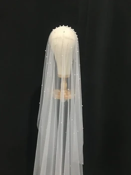 Līgavas plīvuru Pērle Fāzēm Plīvurs balts platums 1.5 ilgi trailing katedrāle kāzu plīvuri ar ķemmi kāzu vail accesories sievietēm