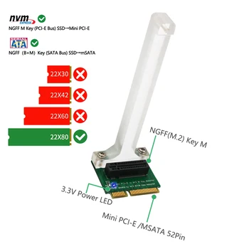 M. 2 SSD / B+M taustiņu SATA Autobusu SSD diska Mini PCI-E Adapteris Vertikāla instalācija, Nvme NGFF 2280 Tips SSD mSATA Kartes Konvertētājs