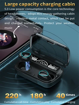 M10 TWS Bezvadu Bluetooth 5.1 Austiņas 2000mAh Power Bank Austiņas Sporta Bluetooth Austiņas 9D HIFI Earbuds fone de ouvido