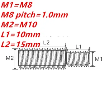 M8*1*10-M10*15 nerūsējošā tērauda 304 plānas zobu Converter Samazinot Skrūve Kameras Adapteri Konversijas Skrūve Dubultā Galvas Screw1235
