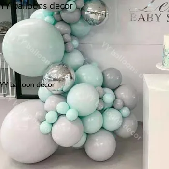 Macaron Pelēkā Piparmētru Pastelis DIY Baloni Vainags Arku Komplekts 4D Skaida Dzimšanas dienu, Kāzu Baby Dušas Jubilejas Partijas Apdare