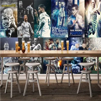 Madrides Real Futbola Komanda, C Ronaldo Futbola Tēmu Sienas 3D Foto Tapetes Kluba treniņnometnē Rūpniecības Sienas Dekori, Papīra 3D