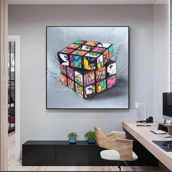 Magic Bloki Grafiti Mākslas Audekla, Gleznojums uz Sienas Plakāti un Izdrukas Wall Street Art Attēlu for Living Room Cuadros Dekori