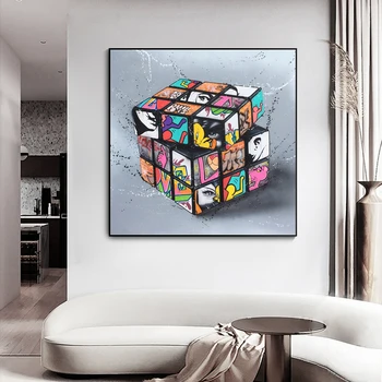 Magic Bloki Grafiti Mākslas Audekla, Gleznojums uz Sienas Plakāti un Izdrukas Wall Street Art Attēlu for Living Room Cuadros Dekori