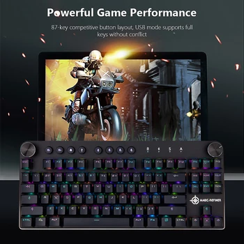 MAGIC-RAFINĒTĀJS MK11 Mechanical Gaming Keyboard USB Vadu un Bezvadu BT 3.0 RGB Apgaismojums Ieslēdzamas 87 taustiņi Spēļu Tastatūra