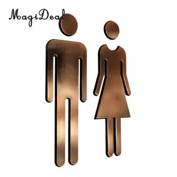 MagiDeal Vīrietis&Sieviete WC Uzlīmes Tualetes Pazīmes Ateja Tualete Norādes Plāksne Bronzas Ilgs Mūžs