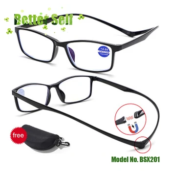 Magnētisko Lasīšanas Brilles Zilā Gaisma Pretbloķēšanas Brilles Portatīvo Karājas Kakla Lasīšanas Brilles Vīrieši Sievietes Briļļu +1.0 +4.0 BSX201
