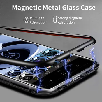 Magnētiskā Adsorbcijas Metāla Telefonu Gadījumā Samsung Galaxy S10 Plus S8 S9 Plus S10Plus S10 Luksusa Ultra Magnēts Stikla Aizmugurējo Vāciņu