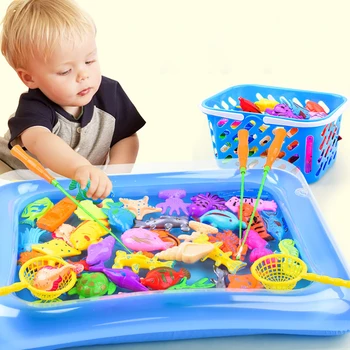 Magnētiskā Bērniem Zvejas Rotaļlietu Komplekts Karstā Vasaras Iekštelpu Zvejas Spēlēt Ūdens Rotaļlieta 3D Zivis Baby Vannas Rotaļlieta 