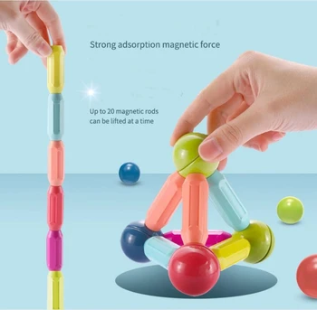 Magnētiskā Dizainers Bārs Magnēts Nūjas ar Bumbu Mazulis Burvju Grupu Veidošanu un Kraušanas Spēle Izglītojošas Rotaļlietas Bērniem
