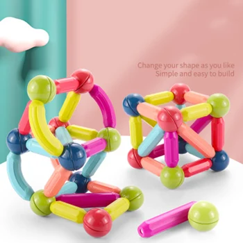 Magnētiskā Dizainers Bārs Magnēts Nūjas ar Bumbu Mazulis Burvju Grupu Veidošanu un Kraušanas Spēle Izglītojošas Rotaļlietas Bērniem