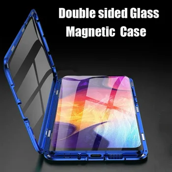Magnētiskā Flip tālrunis Lietā samsung Galaxy a10 a10s a20 a20s a30 a30s a50 a50s a70 a70s m30s 2019 Dubulto sānu Stikls būtiska coque