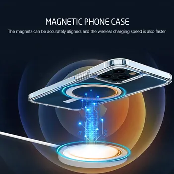 Magnētiskā Lietā par iPhone 12 Pro Max Aizsardzības Magnēts Lietā par iPhone 11 Pro Max 12 Mini X XR XS Max Atbalsta Bezvadu Uzlādes