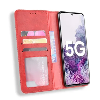 Magnētiskā Āda Flip Case For Samsung Galaxy S20 S10 S10E S8 S9 Piezīme 20 10 9 Ultra Plus Lite 5G A91 A81 Seifs Kartes Slota Vāciņu