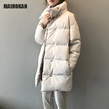 Maihokan sieviete parkas plus izmēra apģērbu sievietēm jaka bēša melna Kokvilnas Gadījuma Silts 2020. gadam, modes Pogu Garš ziemas mētelis