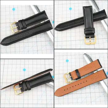 MAIKES Black Teļāda Ādas Watchband Mīksta Materiāla Siksniņa 18mm-24mm Ar Zelta Nerūsējošā Tērauda Sprādzes Jaunas
