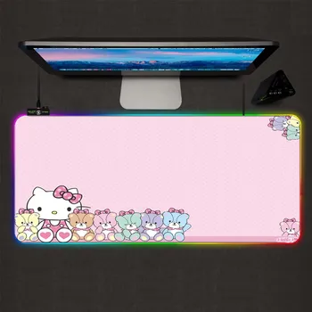 Mairuige Liela Pele Spilventiņu Gudrs Kaķis LED Peles Paliktņa RGB Gaismas Anime XXL Dators Gamer, Galda Pad Pasūtījuma Paklāju Peles Paliktņa Galda Paklājiņš
