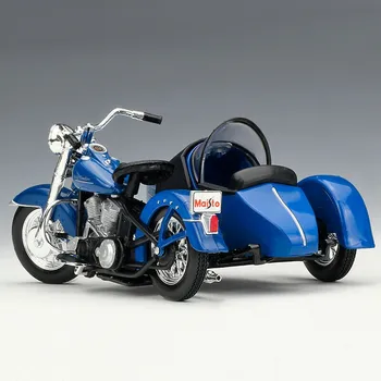Maisto 1:18 Tricikls Zilā 1952 Harley-Davidson FL HYDRA SLĪDĒT Metāla Motociklu Lējumiem Modeļa Rotaļlietu Kolekcija, Mini Moto Dāvanas