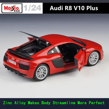 Maisto 1:24 Audi R8 V10 Plus sporta auto lietie sakausējuma auto modelis amatniecības apdare kolekcija rotaļu instrumenti, dāvanu