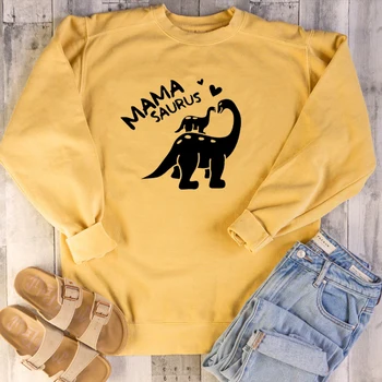 Mama Saurus Sieviešu Krekls Dinozauru Meitenes Jumpper Dāmas Apģērbu Gothic Waman Clothings Garām Piedurknēm Topi Džemperi