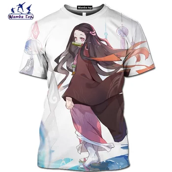 Mamba top Kimetsu nav Yaiba krekls smieklīgi Demon Slayer vīriešu T-krekli 3D Anime cosplay tees Īsām piedurknēm Kamado Tanjirou streetwear